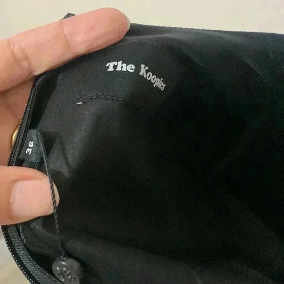 The Kooples Hopla Leather-Trim Faux Wrap Classic Mini Dress NWT - Picture 9 of 10